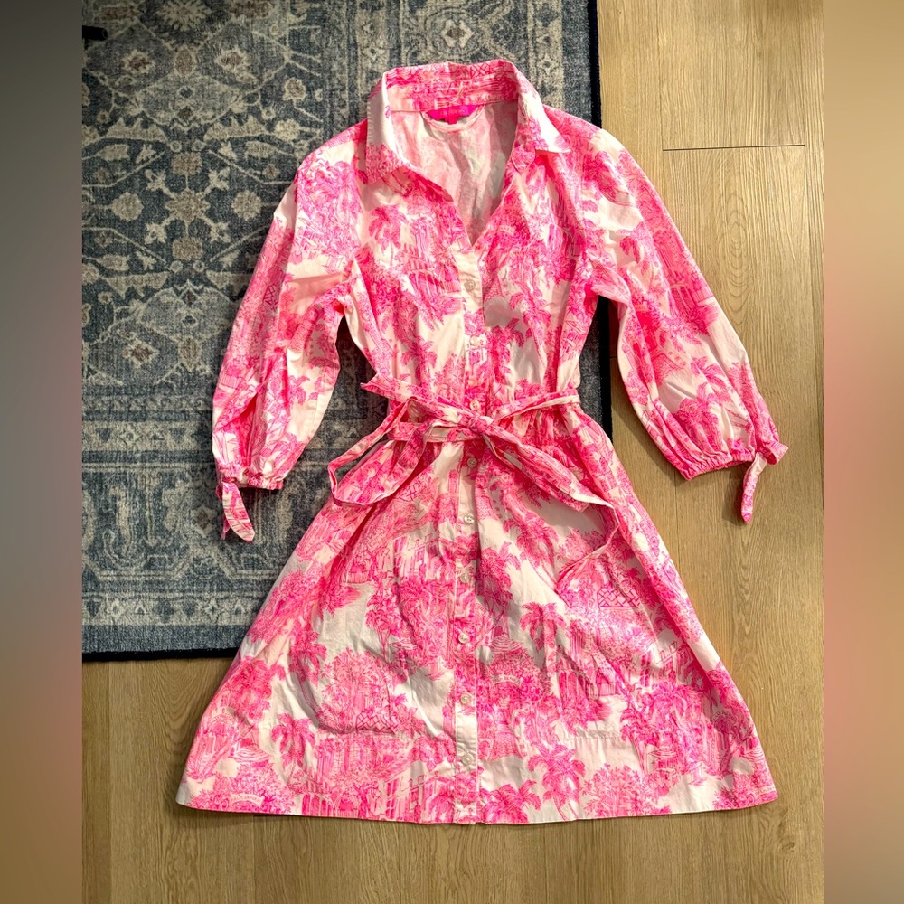 Lilly Pulitzer Amrita Shirt Dress PB Anniversary Toile size 6